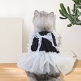 thumbnail image 5 of Pet Dress Bowknot Design Hollowed Lace Mesh Patchwork - Pleated Hem Striped Photography Prop - Princess Cat Dog Wedding Dress - for Small Dog Girl, 5 of 8