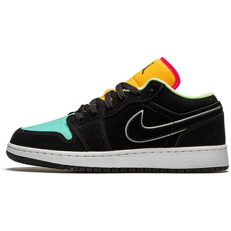 Nike Jordan 1 Low Grade School SE Aura Green GS 4.5 Big Kid Black/Aurora Green/Laser Orange