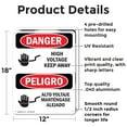 thumbnail image 2 of (2 Pack) High Voltage Keep Away Bilingual OSHA Danger Sign 12 Inch X 18 Inch Indoor / Outdoor Rust-Free Aluminum Metal Signs for Workplace, Workshop, and Construction Site, Made in the, 2 of 8