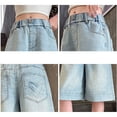 thumbnail image 6 of CPNG Girls Baggy Denim Shorts Elastic High Waist Knee Length Jean Jorts Summer Thin Fashion Casual Loose Jeans Shorts(Light Blue,10-11 Years), 6 of 9
