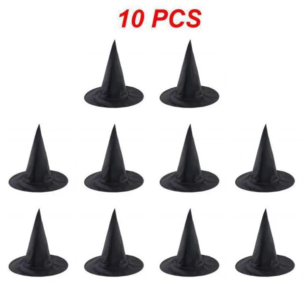Sombrero de bruja de Halloween para adultos y niños, gorros negros Unisex de 1 a 10 piezas, suministro para fiesta de Halloween, accesorios de Cosplay, decoraciones de mago
