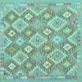 thumbnail image 1 of Ahgly Company Indoor Square Southwestern Light Blue Country Area Rugs, 5' Square, 1 of 4