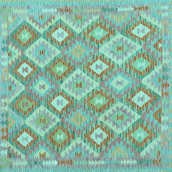 Ahgly Company Indoor Square Southwestern Light Blue Country Area Rugs, 5' Square