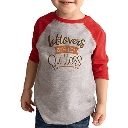 

7 ate 9 Apparel Kids Happy Thanksgiving Shirts - Leftovers are for Quitters - Red Shirt 2T