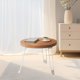thumbnail image 4 of Foldable Small Round Side Table | Portable Wood Sofa End Table | Double Layer Storage | Curved Top | Compact Space Saver | Indoor Outdoor | 30x30x30cm | White Yellow Coffee, 4 of 6