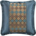 thumbnail image 2 of Chic Home Sue 13 Piece Comforter Set Chenille Geometric Scroll Pattern Flange Border Bed in A Bag - Sheet Set Bed Skirt Decorative Pillows Shams Included, Queen, Blue Queen Blue, 2 of 8