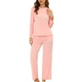 thumbnail image 2 of INSPIRE CHIC Women's Lounge Sets Long Sleeve Cats Print Tops with Pants Sleepwear with Pockets S Pink, 2 of 6