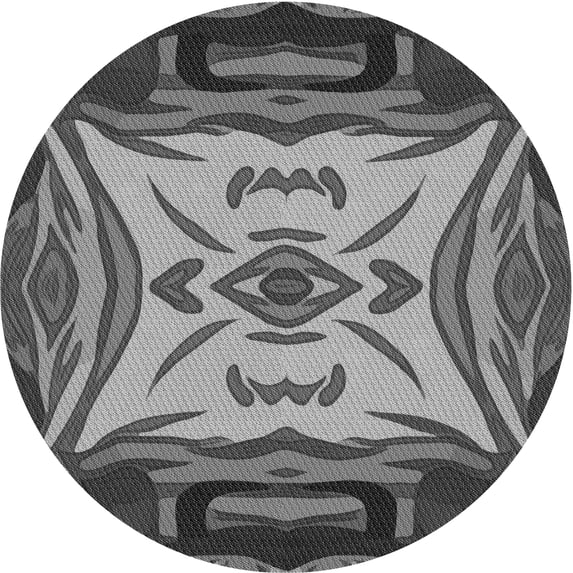 Ahgly Company Machine Washable Indoor Round Transitional Dark Gray Area Rugs, 6' Round