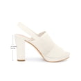 thumbnail image 2 of BLISSFUL STEP Women's Peep Toe Slingback Platform Heels Block Heels Sandals Cream 5.5, 2 of 7