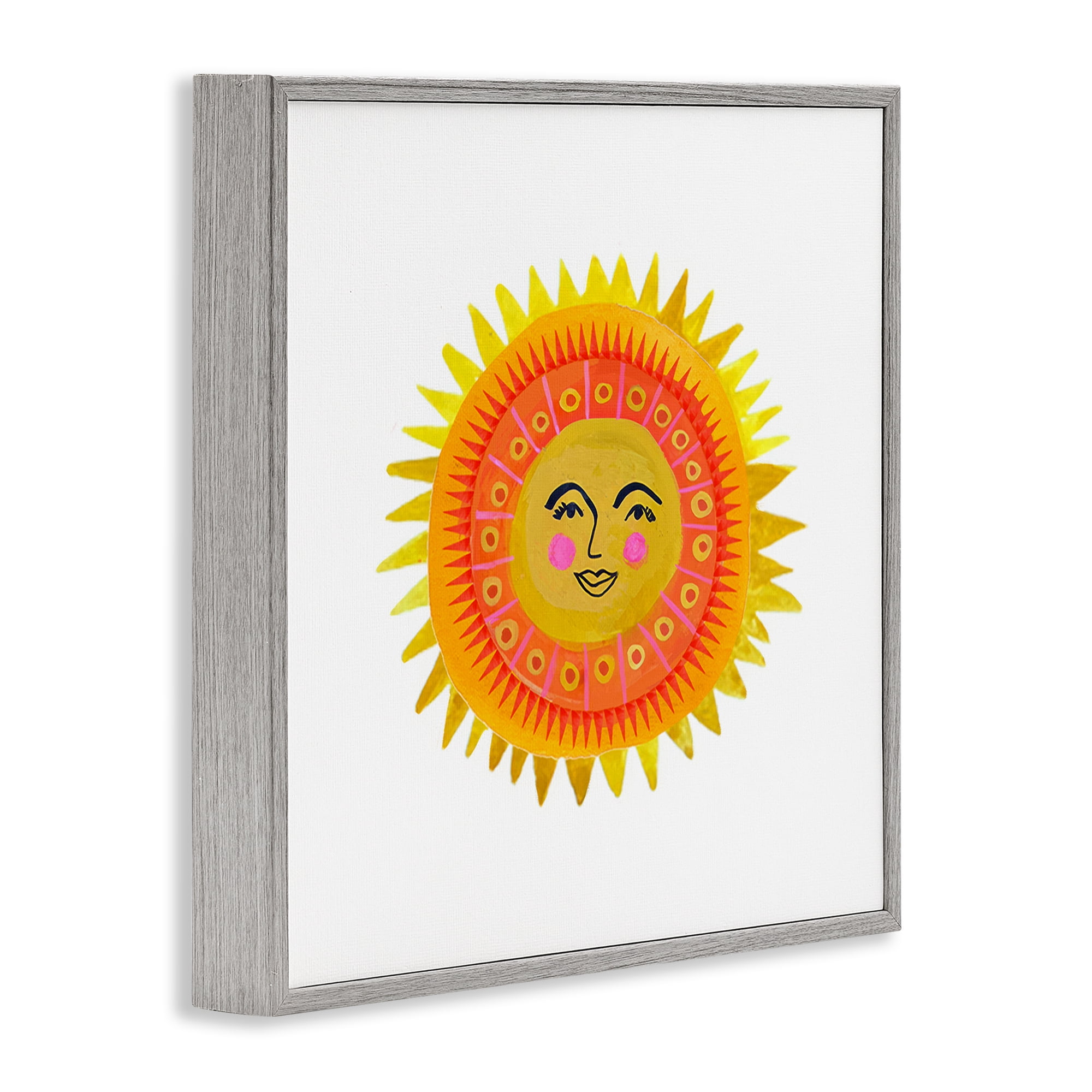 Stupell Industries Eccentric Bohemian Sun Gray Framed Giclee Art, design by Katherine Herrell Studio