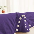 thumbnail image 5 of DNG Creations 1 Piece White Pom Pom Duvet Cover with Zipper Closure, 100% Egyptian Cotton, 800 Thread Cotton ( California King - Solid Purple ), 5 of 5