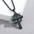 thumbnail image 6 of Coachuhhar Cross Necklace for Men 925 Sterling Silver Crucifix Crown of Thorns Pendant Necklace Religion Catholic Jewelry Gifts for Father Husband Son, 6 of 8