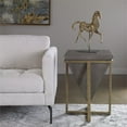 thumbnail image 2 of Uttermost Bertrand Iron MDF Wood and Faux Shagreen Accent Table in Gray, 2 of 5