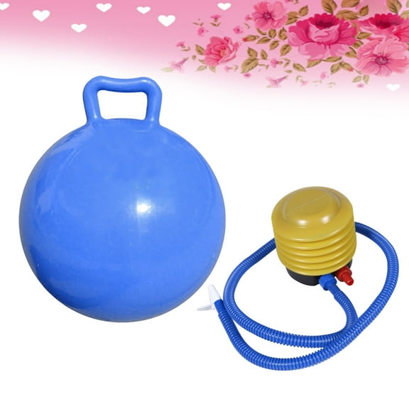 Toyandona 2Pcs PVC Rubber Bounce Ball Blue with Handle Promotes Coordination and Balance