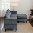 thumbnail image 5 of Leumius Convertible Sectional Sofa Couch,Modern Corduroy L-Shaped Couch with Storage Ottoman,Small Sofa for Small Living Room, Apartment and Small Space,Gray, 5 of 11