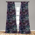 thumbnail image 2 of Floral Window Curtains, Tropical Nature Inspired Forest Leaves Retro Themed Pattern Print, Lightweight Decor 2-Panel Set with Rod Pocket, Pair of - 28"x84", Quartz Turquoise and Black, by Ambesonne, 2 of 3
