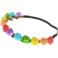 thumbnail image 2 of Diadema con corona de flores rosas bohemias, guirnalda para el pelo de boda, tocado de corona, 2 of 2