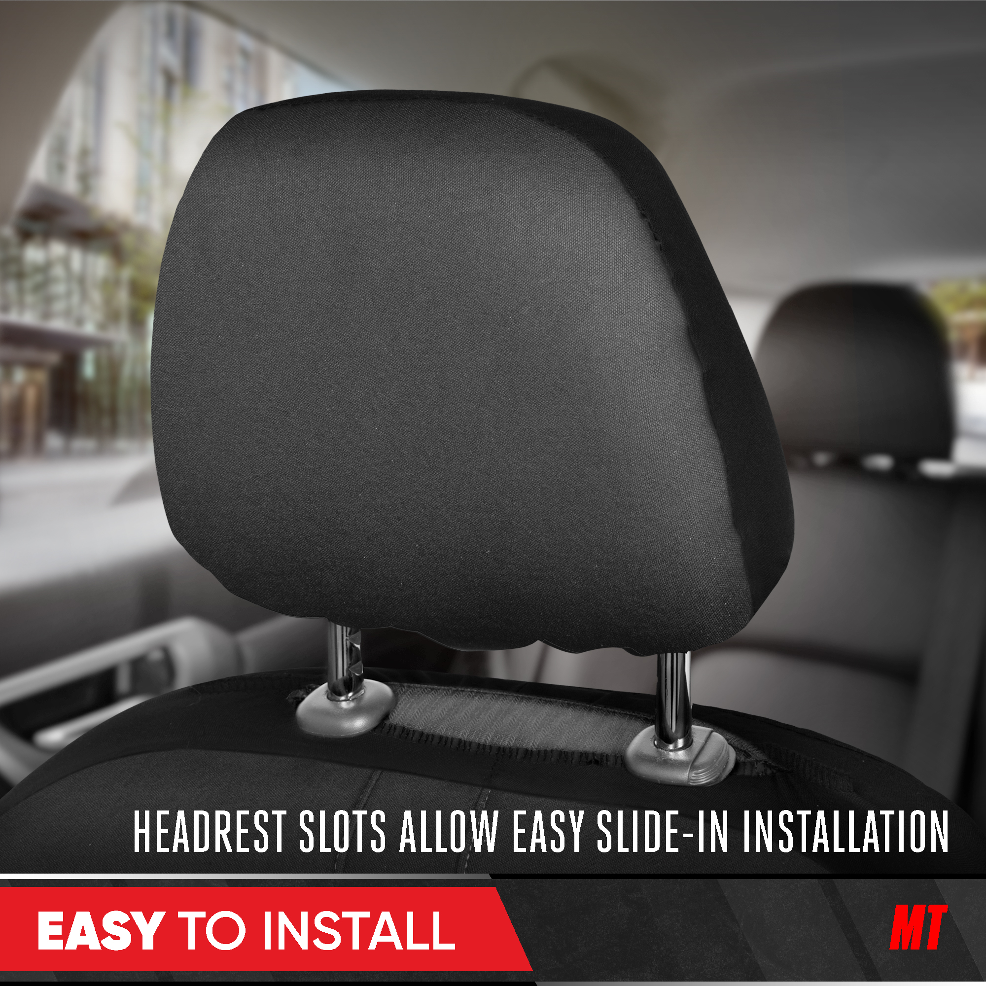 Motor Trend Honeycomb Polyester Seat Covers - Semi Universal Fit Front Seat Protector for Most Cars, Trucks, SUVs - Breathable Hex Design, Easy to Install, Black & Gray Car Seat Cover