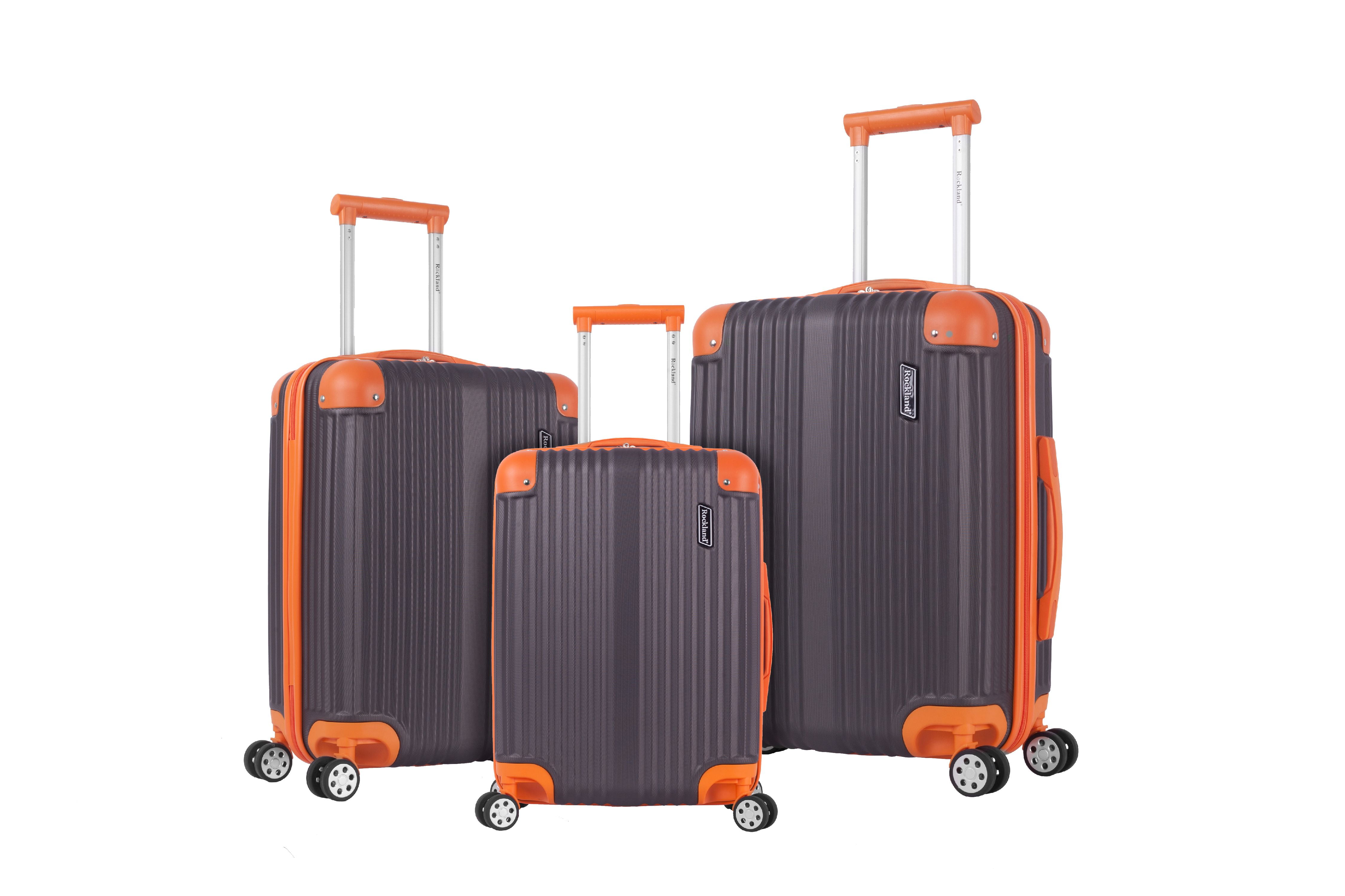 Rockland Rockland Luggage Berlin 3 Piece ABS NonExpandable Luggage Set, Charcoal Walmart
