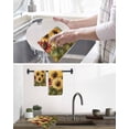 thumbnail image 5 of Summer Sunflowers Hand Towels Set, Waffle Weave Kitchen Towels 2 Pieces, Red Yellow Floral Leaf Wood Grain Microfiber Hair Face Bath Tea Towel Absorbent Quick Drying Cleaning Dish Cloths, 15.7"x23.6", 5 of 7