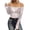 White, variant on Womens Fashion 2026 Women's Off Shoulder Sheer Mesh Cropped Tee Long Sleeve Sexy Slim Fit Shirt Top