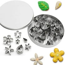 Small Flower & Leaf Shaped Cutters Set, Cookie Fondant Cutters, Cake Decorating Kits, Mini Cookie Cutters Set of 12