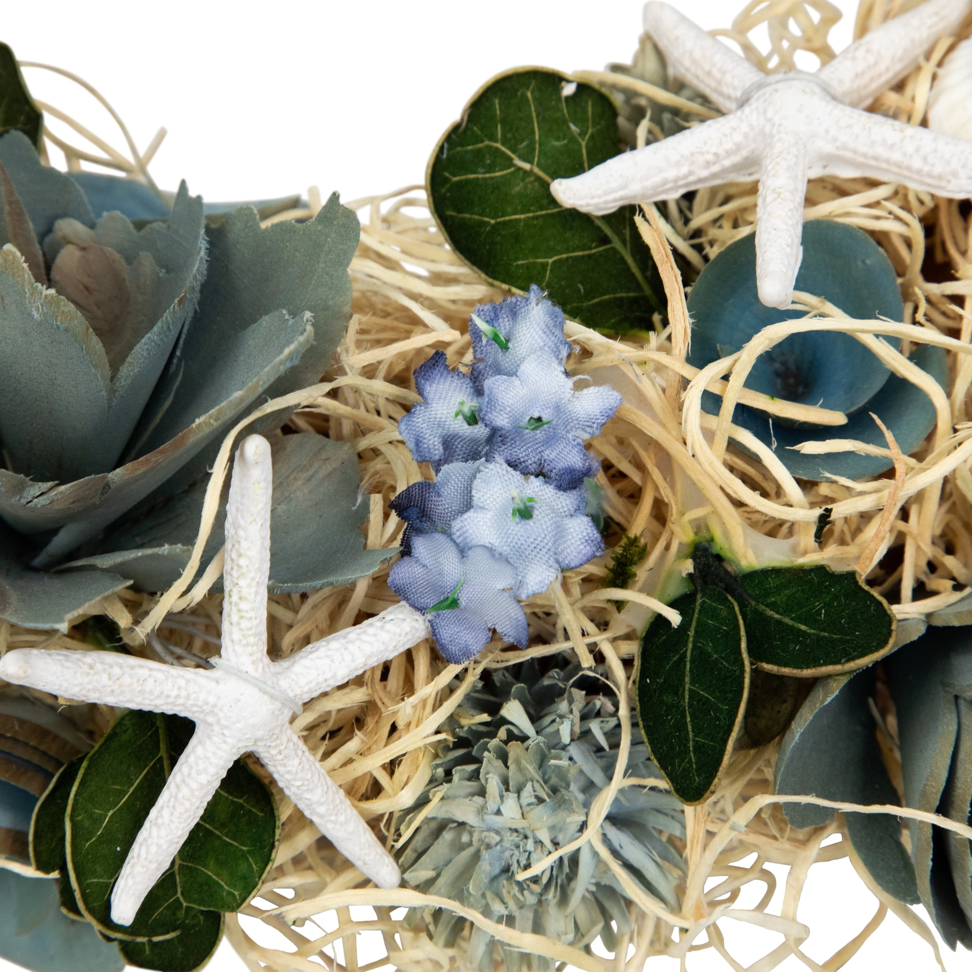 Northlight Floral Starfish and Seashells Artificial Wreath - 12"