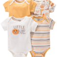 thumbnail image 1 of Get Ready to Fall in Love with Our 4pcs Soft and Breathable Newborn Infant Rompers! Perfect for Baby Boys and Girls, These Short Sleeve Round Neck Bodysuits Feature Adorable Cartoon Animal and Flowers, 1 of 5