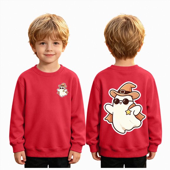 NIEWTR Kids Halloween Sweatshirt Girls Boys Pumpkin Shirt Crewneck Long Sleeve Graphic Top Halloween Pumpkin Ghost Graphic Top