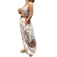 thumbnail image 5 of Women Lady Sleeveless Sling Dress V-neck Casual Loose High Waist Loose Beach Dress Floral Sundress, 5 of 8