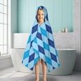 thumbnail image 6 of Light Blue and Dark Blue Argyle Pattern Hooded Bath Towel，50"x30" for Ages 3 To 12 Kids, Quick Dry Lightweight Soft Microfiber Hood Beach Towel Cover Up for Kids, 6 of 7
