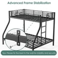 thumbnail image 5 of Dolonm Twin over Queen Metal Bunk Bed for Teens, Heavy Duty Noise Free Bunk Bed Sturdy with Support Leg, Ladder and Guardrails for Bedroom, Easy Assembly, Black, 5 of 8