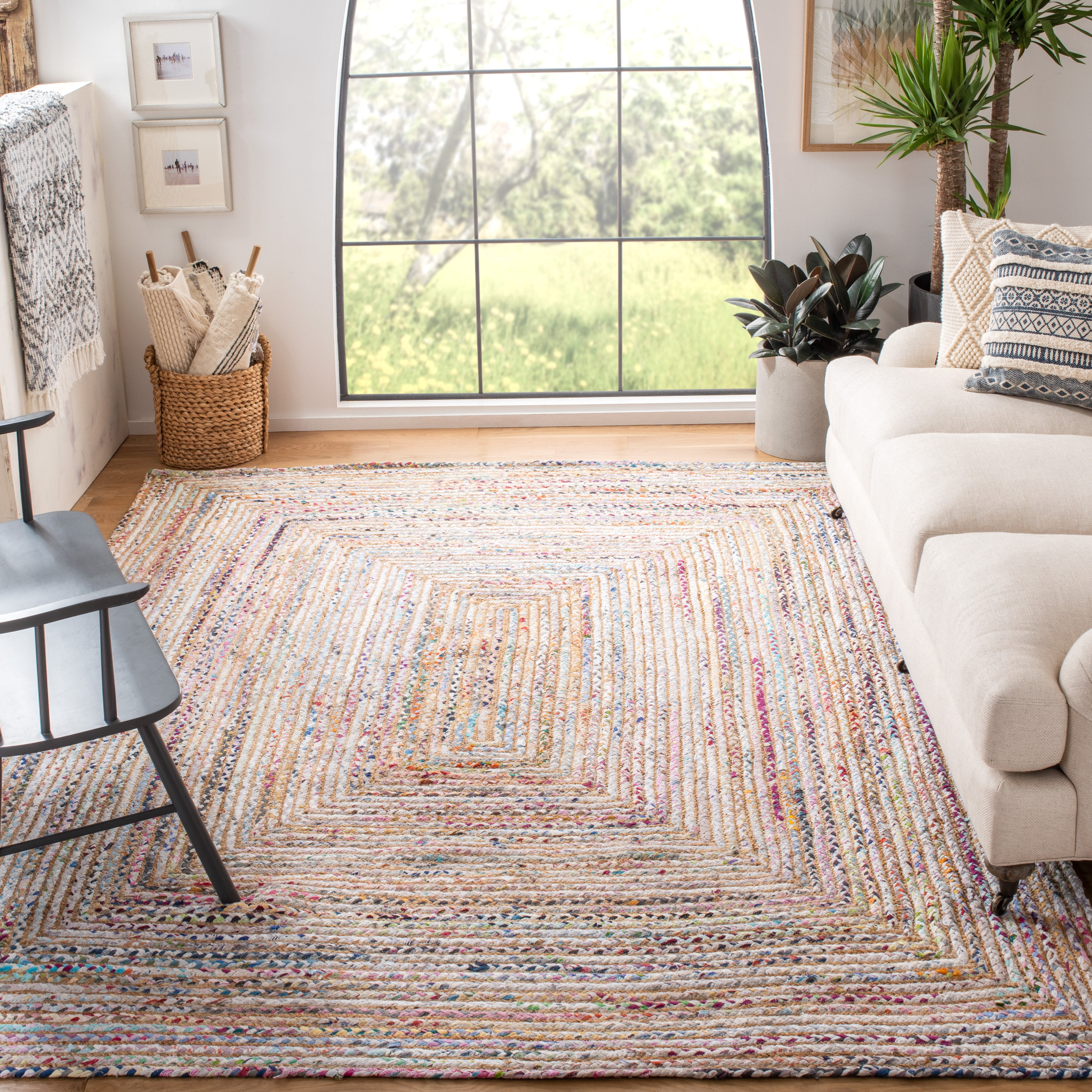SAFAVIEH Cape Cod Miah Geometric Area Rug, Beige/Multi, 9' x 9' Square