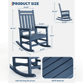 thumbnail image 3 of Adirondack Rocking Chair Outdoor - Heavy Duty 380lb Capacity HDPE Plastic Patio Rocker, All-Weather Fire Pit Chair for Porch, Deck, Lawn & Garden - Easy Assembly, 3 of 8