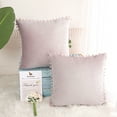 thumbnail image 4 of Unique Bargains Velvet Pillow Cover with Pompoms for Sofa 2PCS Pale Pink 20x20Inch, 4 of 8