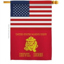 28 x 40 in. US Marine Bull Dogs House Flag with Armed Forces Corps Double-Sided Decorative Vertical Flags Decoration Banner Garden Yard Gift