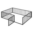 thumbnail image 5 of Full Size Floor Bed for kids,Wood Montessori Bed Frame with Wood Slats, Fence Railings & Door,Playhouse Beds for Boys Girls, No Box Spring Needed,Black, 5 of 9