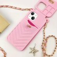 thumbnail image 3 of Compatible with iPhone 13 Wallet Case Silicone Rubber Soft with Neck Strap Lanyard Crossbody Credit Card Holder Handbag Shockproof Protective Cover for Girls and Women Pink, 3 of 16