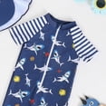 thumbnail image 4 of CAICJ98 Infant Baby Boy Rash Guard Swimsuit Short Sleeve Zipper One Piece Bathing Suit Toddler Swimwear Sunsuit (Blue,18-24 Months), 4 of 4