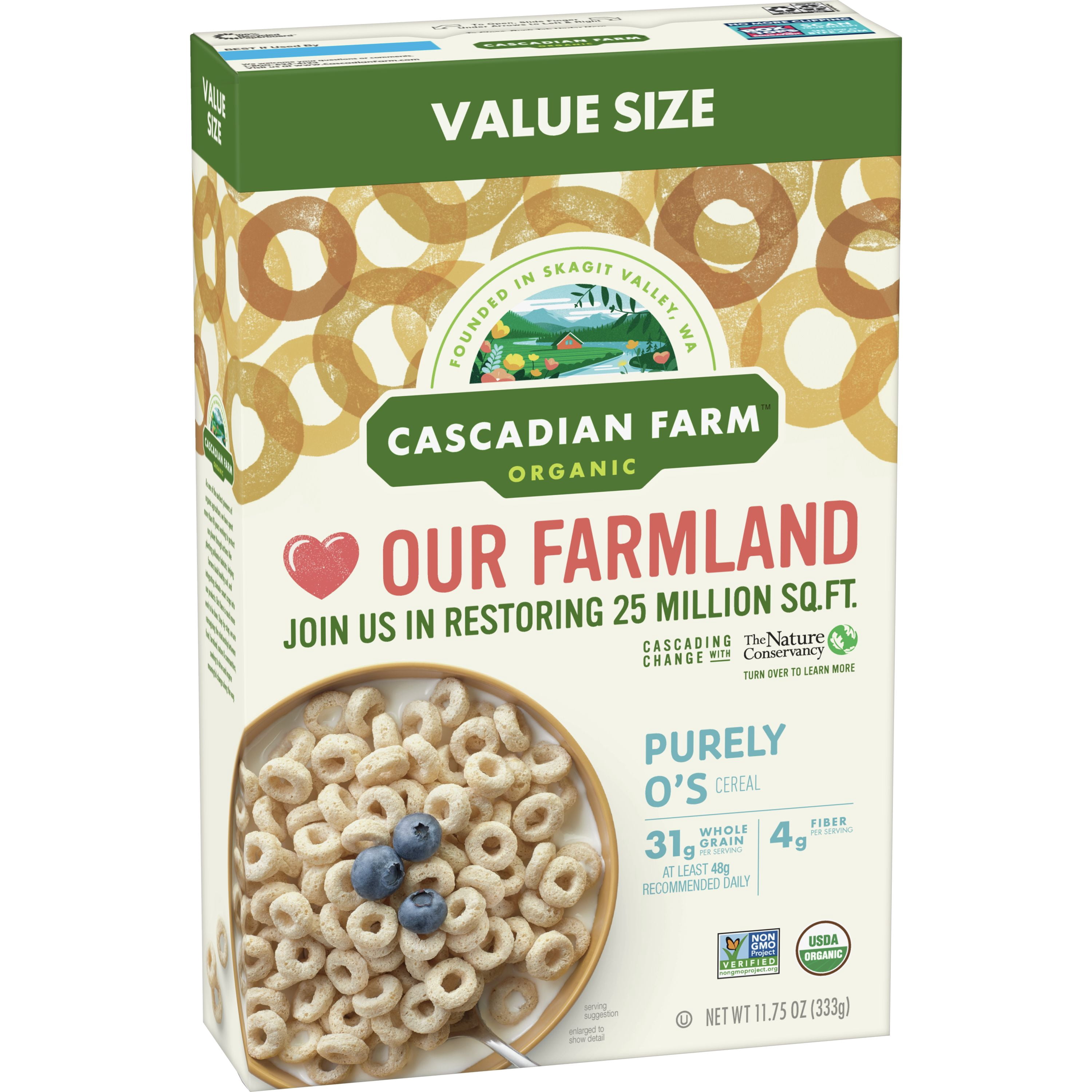 (3 pack) Cascadian Farm Organic Cereal, Purely O's, 11.75 oz.