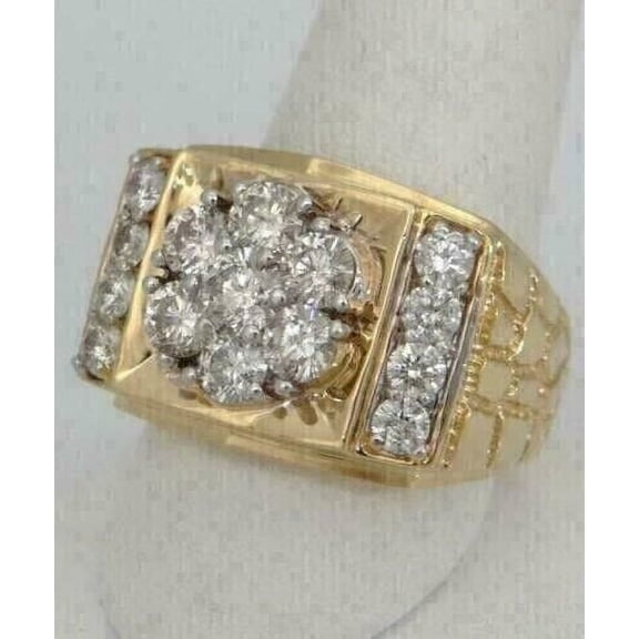 Forever Jewels 2.50 CT Round Cut Moissanite Men Wedding Engagement Pinky Ring 14K White Gold Plated