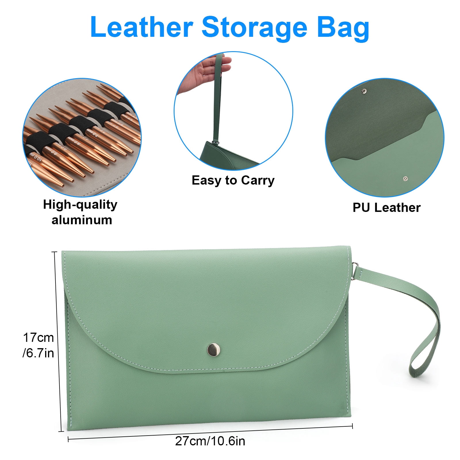 TSV 13 Pairs 3-10mm Circular Knitting Needle Set, Interchangeable Aluminum Metal Knitting Needles with PU Bag, Rose Gold