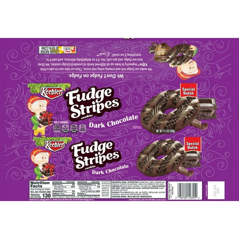 Keebler Fudge Shoppe Cookies Fudge Stripes Dark Chocolate 11.5oz