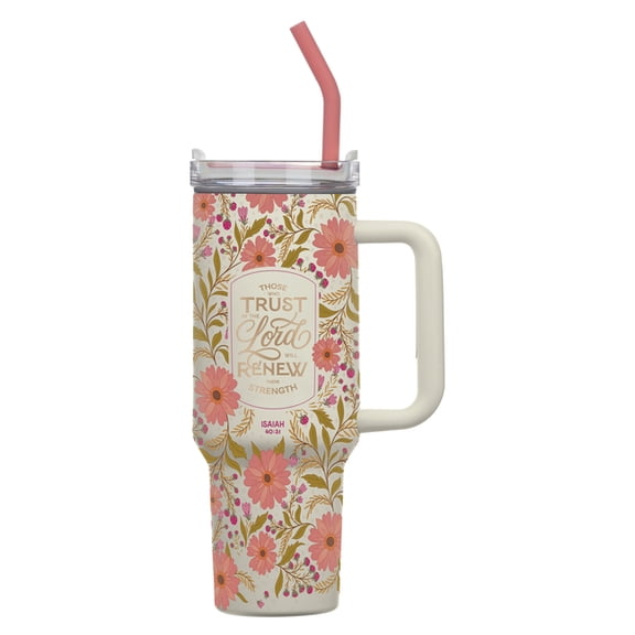 Christian Art Gifts Large Stainless Steel Insulated Travel Mug Tumbler for Women: Trust in the Lord Inspirational Script, (Hardcover)