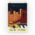 thumbnail image 2 of New York City, New York, Vector, Taxi and Skyline Across Water (12x18 Wall Art Poster, Room Decor), 2 of 3