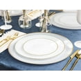 thumbnail image 3 of EcoQuality 9" inch Round Hammered Translucent White Plastic Dinner Plates with Gold Rim - China Like Party Plates, Heavy Duty Large Disposable Charger Salad Plate Weddings, Serveware (240 Pack), 3 of 5