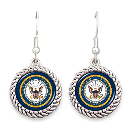 FTH US Navy Twisted Rope Circle Logo Earrings