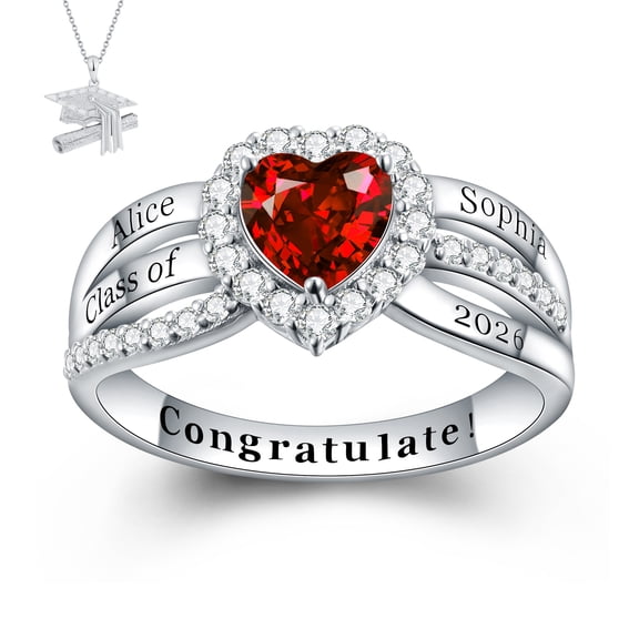 USA Mementos Custom Women’s Sterling Silver Class Ring for High School & College Graduates