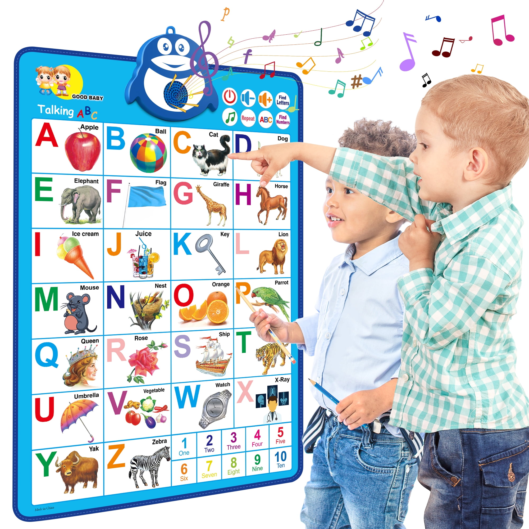 Beefunni Toddler Toys Electronic Interactive Alphabet Wall Chart, Talking ABC Learning Poster Educational Toy with Music Gifts for 2-6 Years Old Boys and Girls