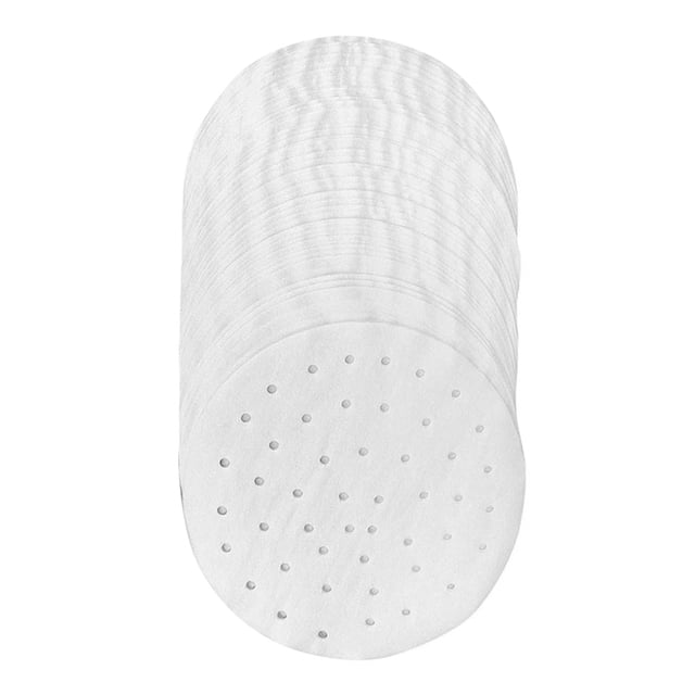 Inteprter Revestimiento para freidora de aire de 100 Uds., forro de vapor de bambú perforado, papel para forro de cesta al vapor, 7 pulgadas Herramientas y accesorios para hornear blanco 7 pulgadas Inteprter HA3685-01B